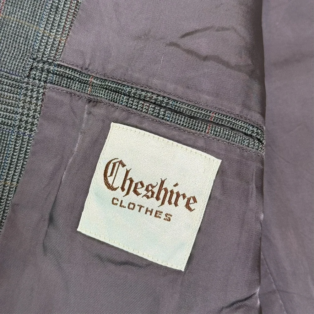 Vintage Cheshire Clothes Men's 42R Blazer‎ Sport Coat Gray Plaid Wool 2 Button